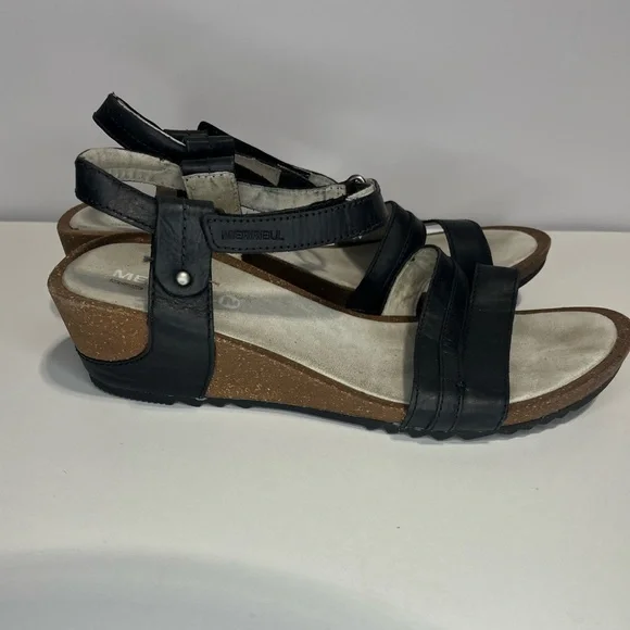 Merrell Revalli Aura Black
Leather Wedge Sandals Women's Size 11 - Picture 4 of 12